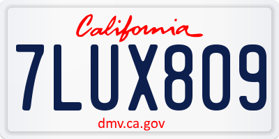 CA license plate 7LUX809