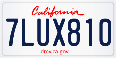 CA license plate 7LUX810