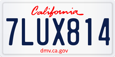 CA license plate 7LUX814