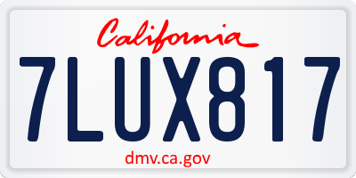 CA license plate 7LUX817