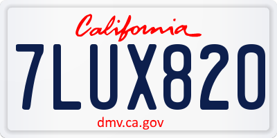 CA license plate 7LUX820