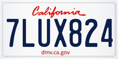 CA license plate 7LUX824