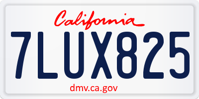 CA license plate 7LUX825