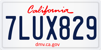 CA license plate 7LUX829