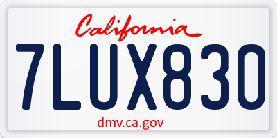 CA license plate 7LUX830