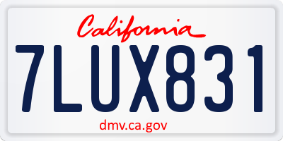 CA license plate 7LUX831
