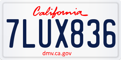 CA license plate 7LUX836