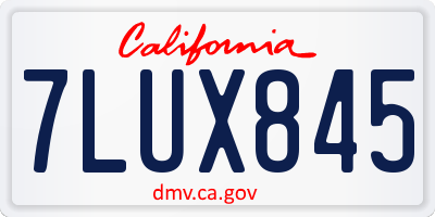 CA license plate 7LUX845