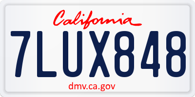 CA license plate 7LUX848