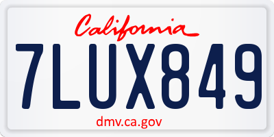 CA license plate 7LUX849