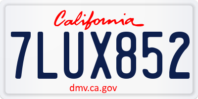 CA license plate 7LUX852