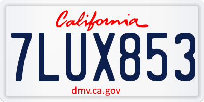 CA license plate 7LUX853