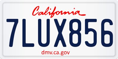CA license plate 7LUX856