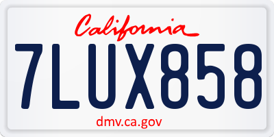 CA license plate 7LUX858