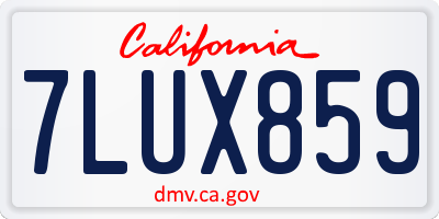 CA license plate 7LUX859