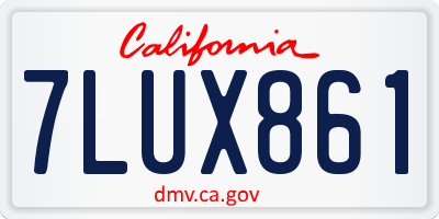 CA license plate 7LUX861