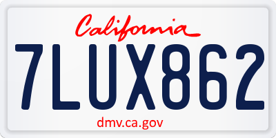 CA license plate 7LUX862