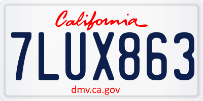 CA license plate 7LUX863