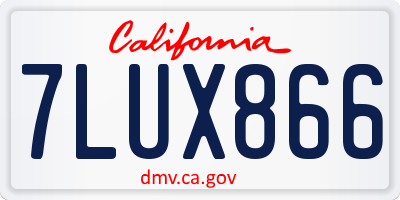 CA license plate 7LUX866