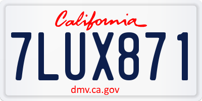 CA license plate 7LUX871