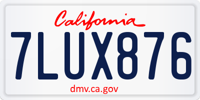CA license plate 7LUX876