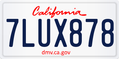 CA license plate 7LUX878