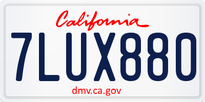 CA license plate 7LUX880
