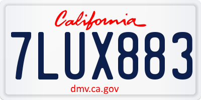 CA license plate 7LUX883