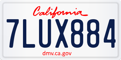 CA license plate 7LUX884