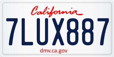 CA license plate 7LUX887
