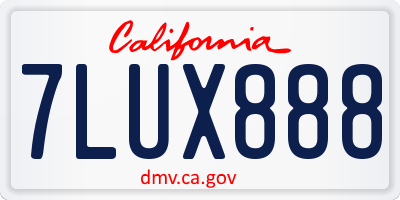 CA license plate 7LUX888