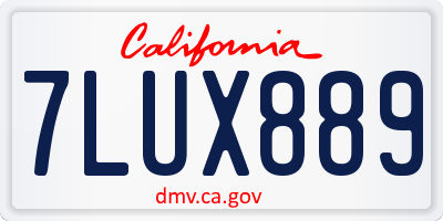 CA license plate 7LUX889
