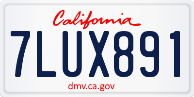 CA license plate 7LUX891