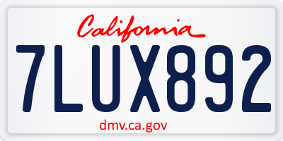 CA license plate 7LUX892