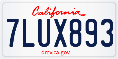 CA license plate 7LUX893