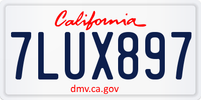 CA license plate 7LUX897