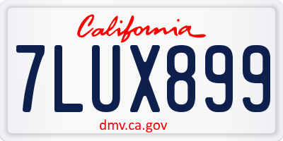 CA license plate 7LUX899