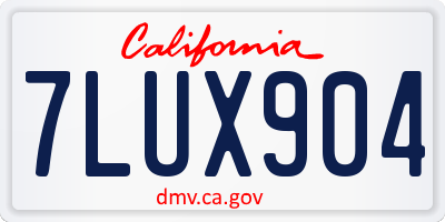 CA license plate 7LUX904
