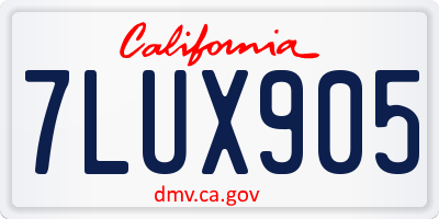CA license plate 7LUX905