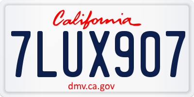 CA license plate 7LUX907