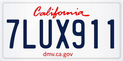 CA license plate 7LUX911