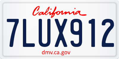 CA license plate 7LUX912