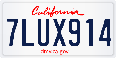 CA license plate 7LUX914