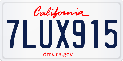 CA license plate 7LUX915