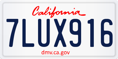 CA license plate 7LUX916