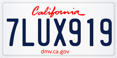 CA license plate 7LUX919