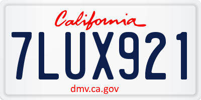 CA license plate 7LUX921