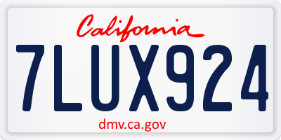 CA license plate 7LUX924