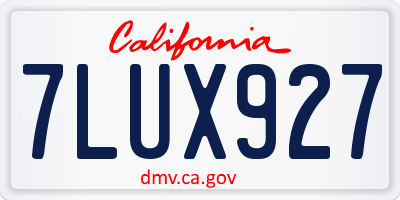 CA license plate 7LUX927