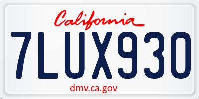 CA license plate 7LUX930
